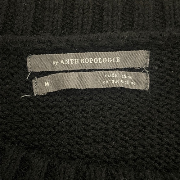 Anthropologie Black Cold Shoulder Cable Knit Sweater – Size M - Picture 4 of 7